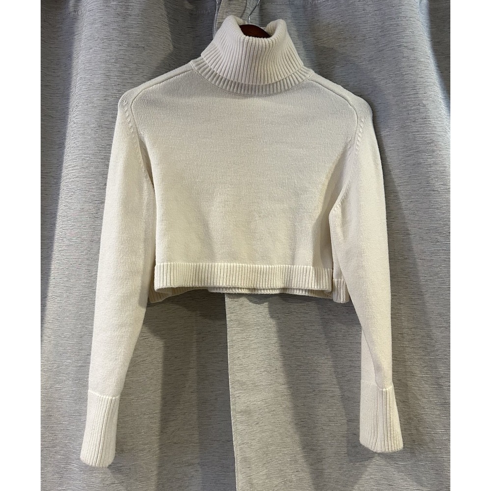 ZARA Ivory Turtleneck Croppedโ Pullover Knit Sweater Women's Size Small